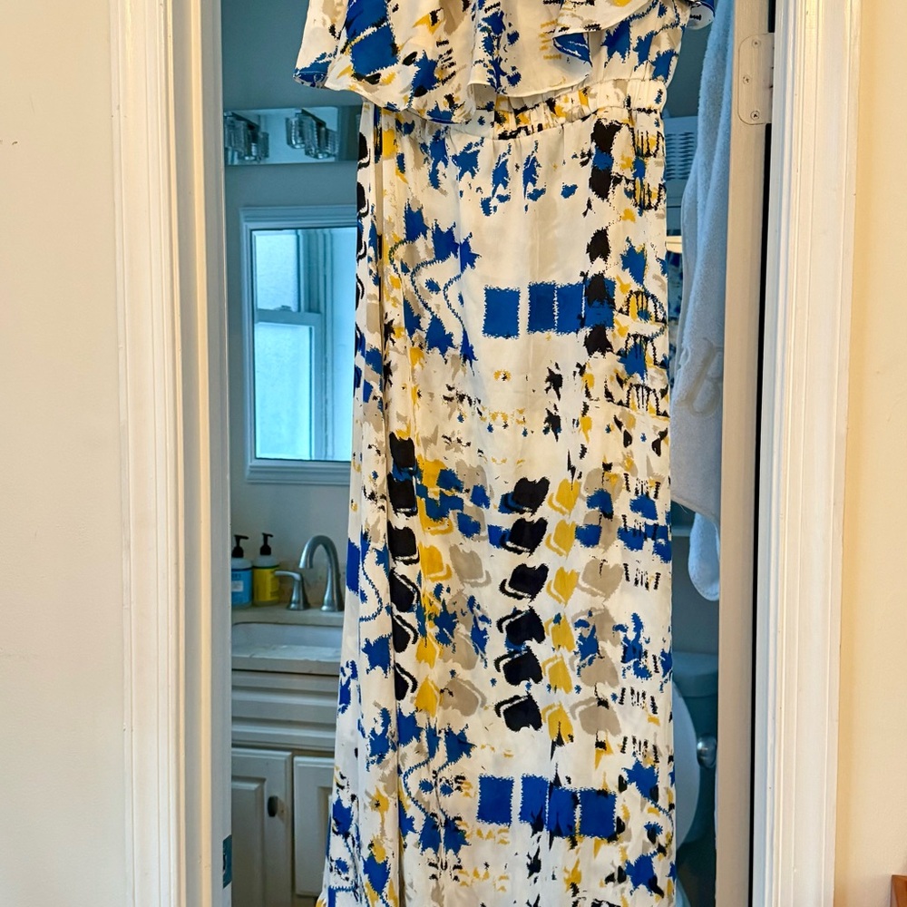 T-Bags Strapless Blue and Yellow Dress